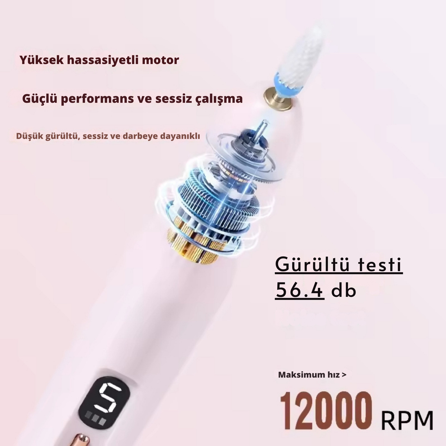 Nailivia Profesyonel ve Evde Kullanıma Uygun Manikür Pedikür Cihazı, Şarjlı Tırnak Törpü Seti.